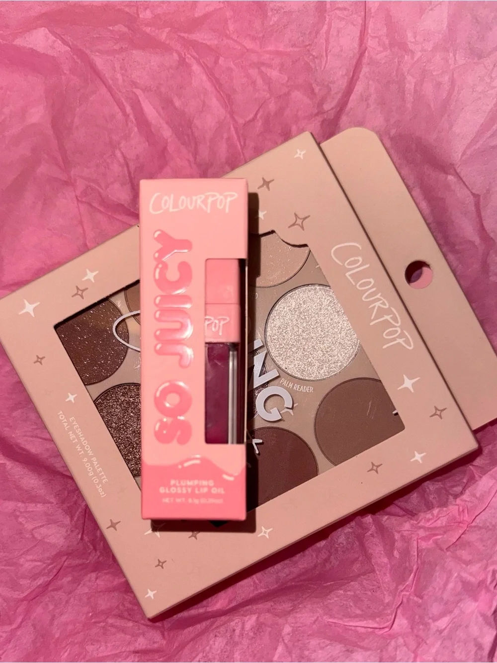 Colourpop Eyeshadow Palette Bundle with So Juicy Plumping Glossy Lip Oil - NEW